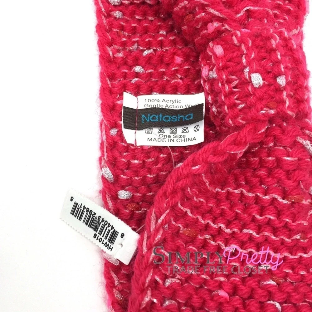 Natasha Accessories Pink Knit Knotted Headband